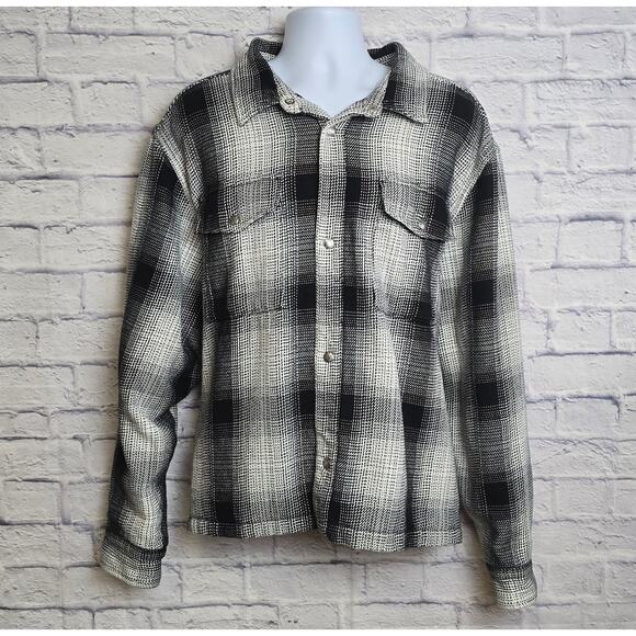 The North Face Jacket Mens Size XXL Black Plaid Heavyweight Shacket Snap Buttons - Picture 1 of 16